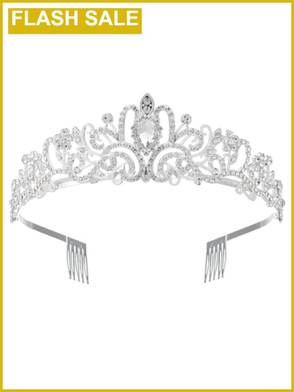 Rhinestone Tiara Crown Princess Headband with Combs for Women